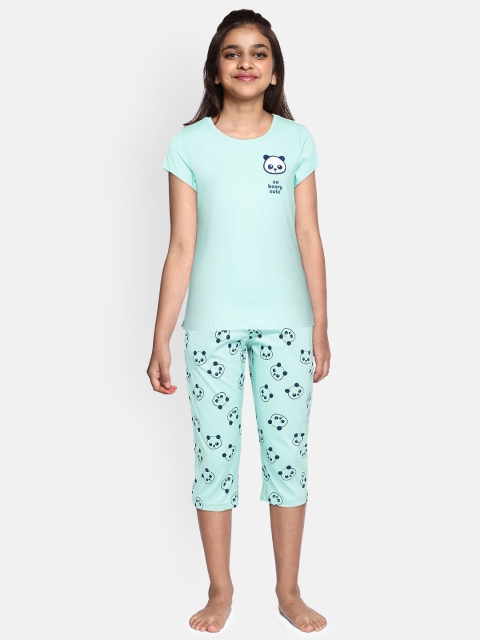 

Sweet Dreams Girls Green Printed Night suit