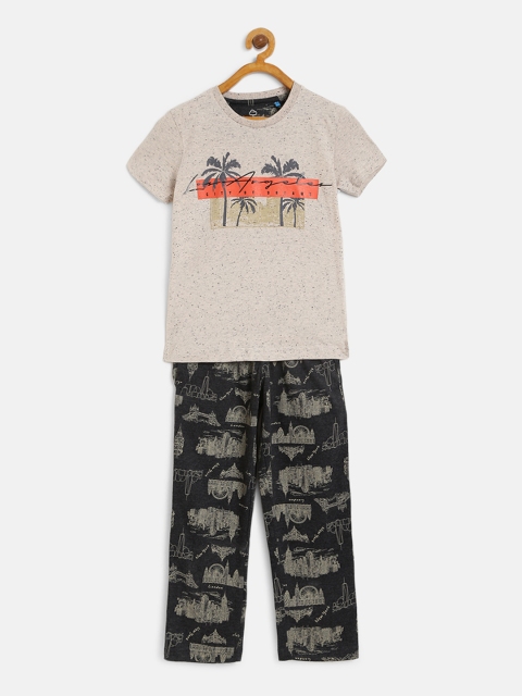 

Sweet Dreams Boys Beige & Charcoal Grey Printed Night Suit