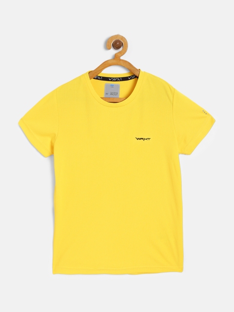 

Sweet Dreams Boys Yellow Self-Checked Round Neck T-shirt