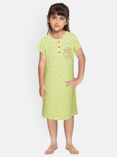 

Sweet Dreams Yellow & Green Printed Nightdress