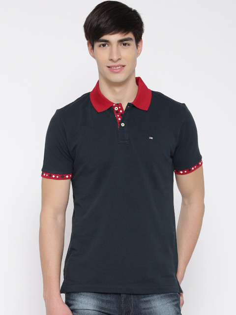 

Arrow Sport Men Navy Solid Polo T-shirt, Navy blue