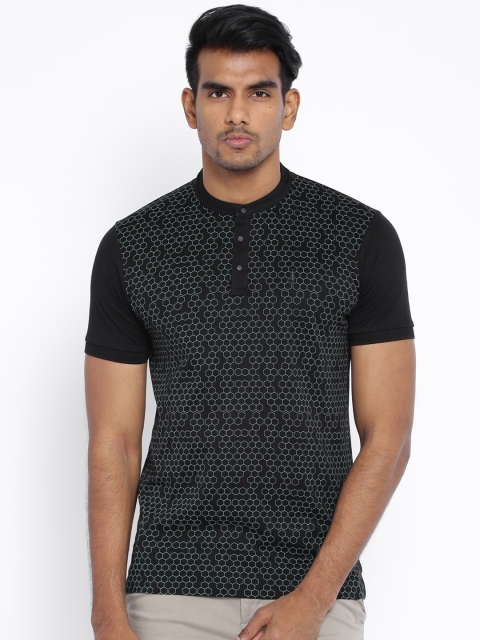 

Arrow New York Black Printed Henley T-shirt