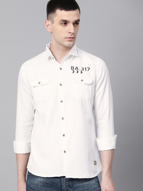 

DENNISON Men White Smart Slim Fit Solid Casual Shirt