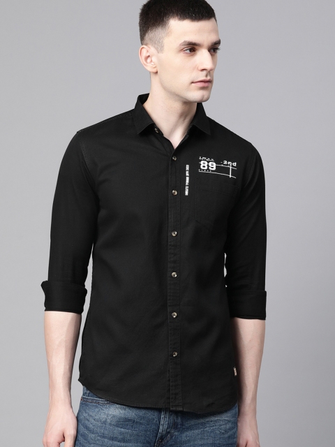 

DENNISON Men Black Smart Slim Fit Solid Casual Shirt