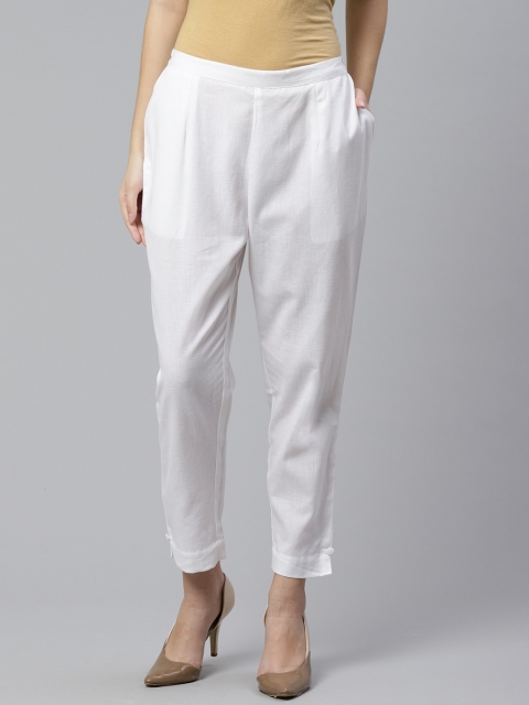 

Libas Women White Regular Fit Solid Regular Trousers