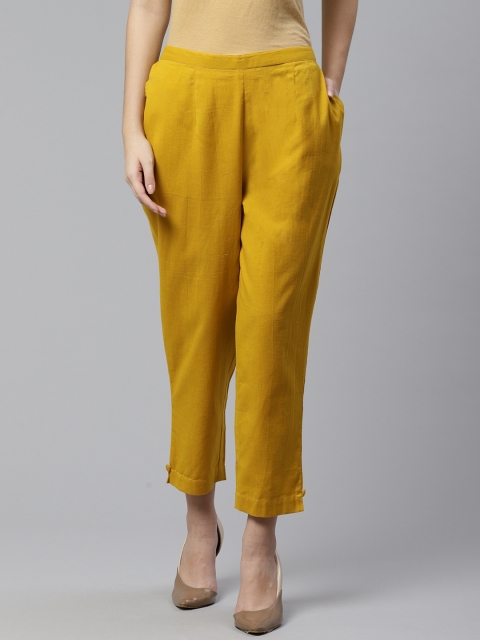 

Libas Women Mustard Yellow Regular Fit Solid Regular Trousers