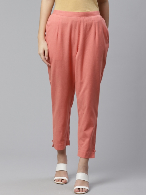 

Libas Women Peach-Coloured Regular Fit Solid Regular Trousers