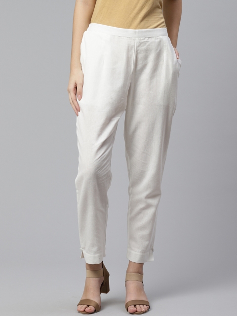 

Libas Women White Regular Fit Solid Regular Trousers