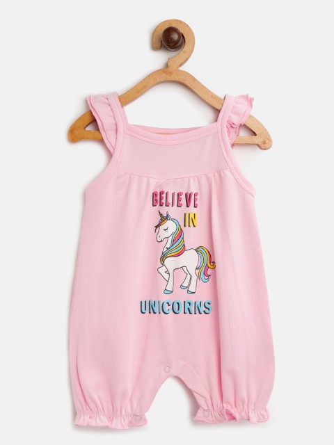 

Moms Love Girls Pink & White Unicorn Print Rompers