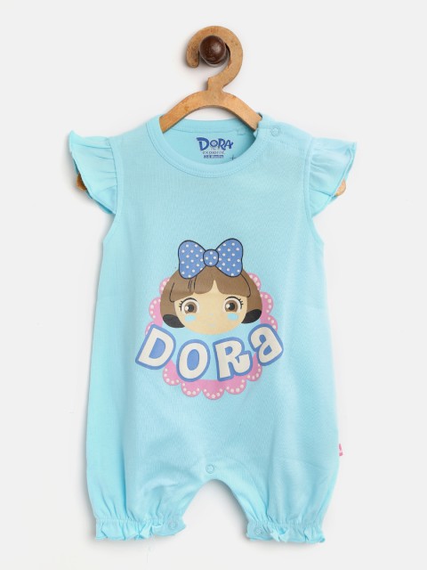 

Moms Love Girls Blue & Pink Dora Print Rompers