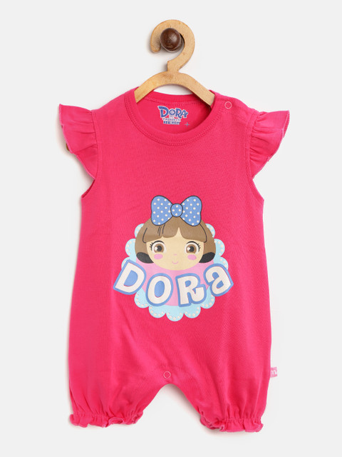

Moms Love Girls Pink & Blue Dora Print Rompers