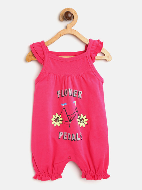 

Moms Love Girls Pink & Black Printed Rompers