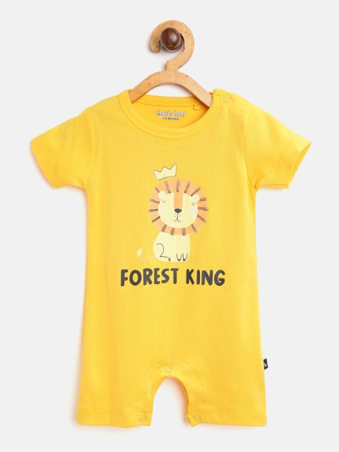 

Moms Love Boys Yellow Lion Print Rompers