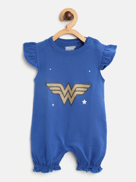 

Moms Love Girls Blue & Golden Printed Rompers