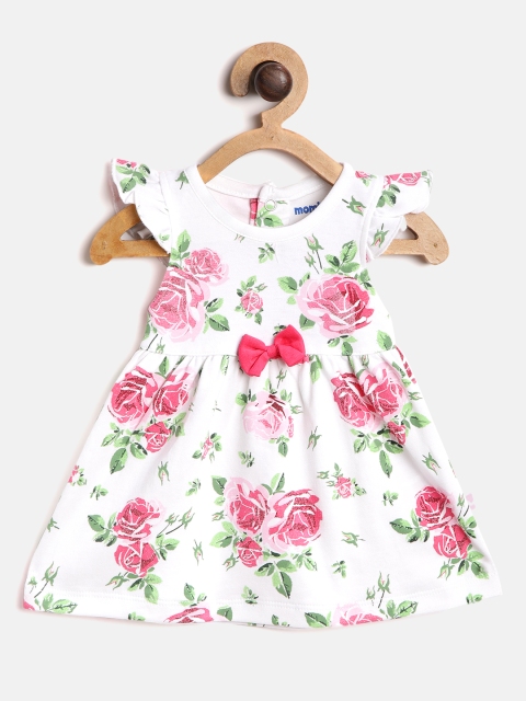 

Moms Love Girls White & Pink Floral Printed A-Line Dress With Briefs