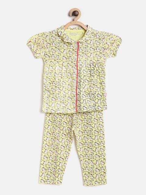 

Moms Love Girls Yellow & Pink Unicorn Print Night Suit