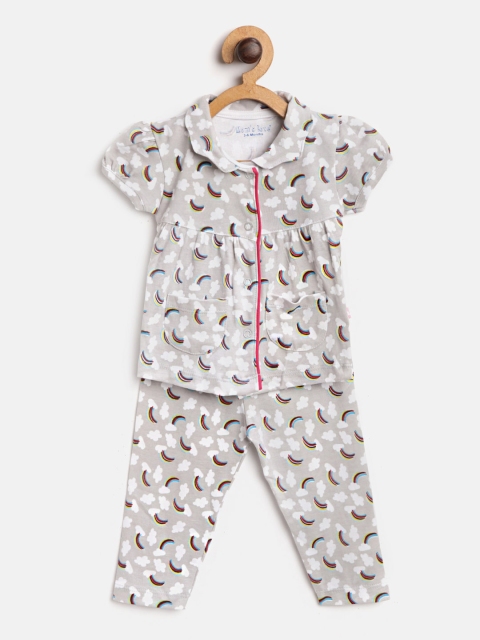 

Moms Love Girls Grey & White Printed Night Suit