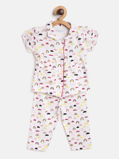 

Moms Love Girls White & Pink Printed Night Suit