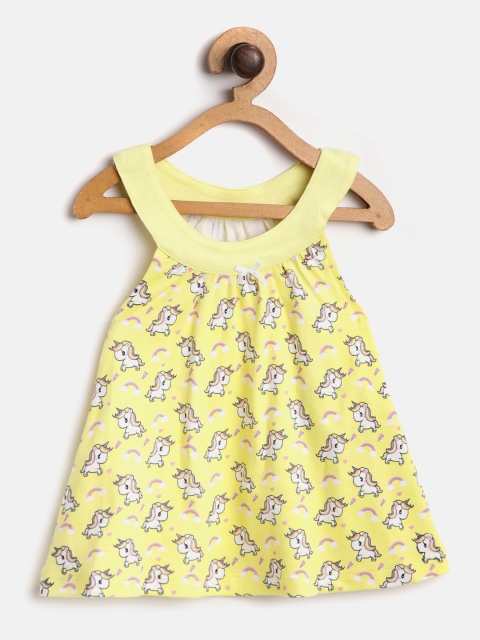 

Moms Love Girls Yellow Unicorn Printed A-Line Dress