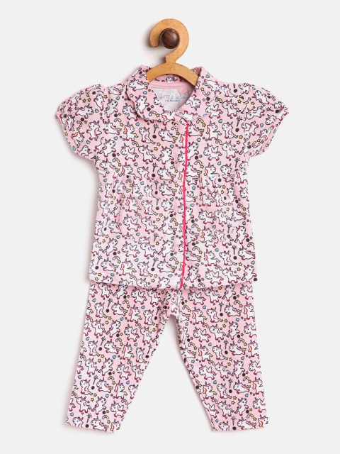 

Moms Love Girls Pink & White Unicorn Print Night Suit