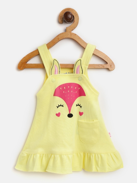 

Moms Love Girls Yellow Printed A-Line Dress
