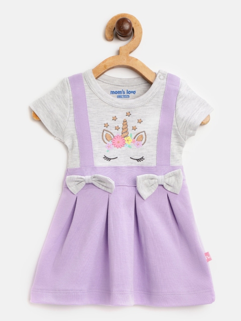 

Moms Love Girls Purple Printed Fit and Flare Dress