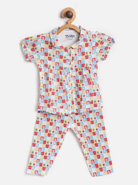 

Moms Love Girls Blue & Red Printed Night suit
