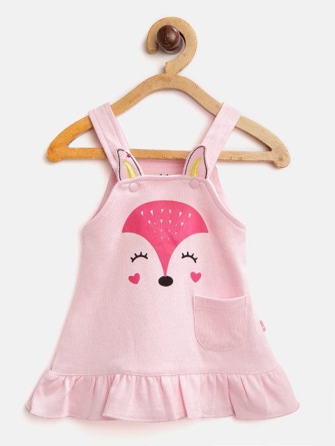 

Moms Love Girls Pink Printed Pinafore Dress