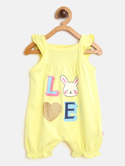 

Moms Love Girls Yellow & Blue Printed Rompers