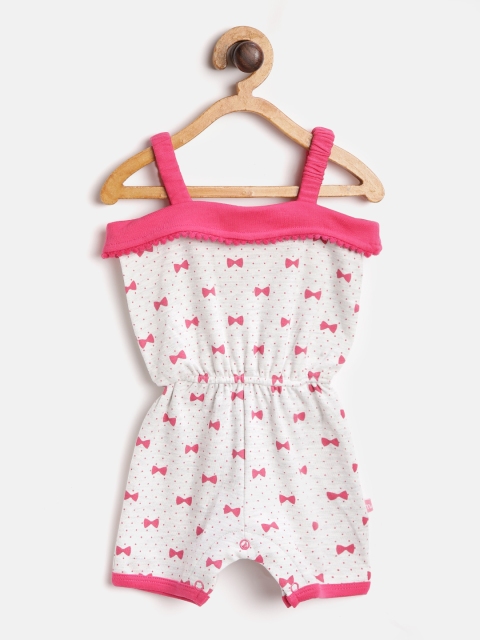 

Moms Love Girls Grey Melange & Pink Bow Print Playsuit