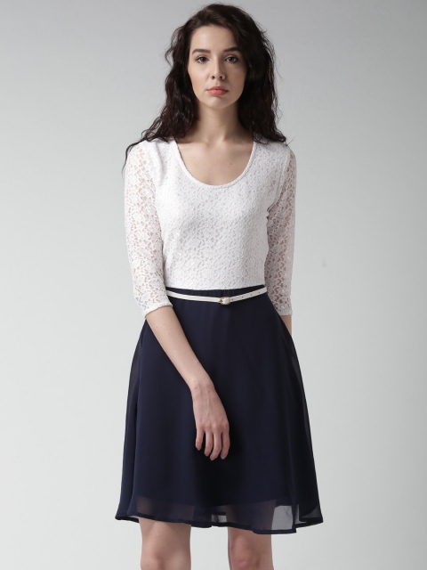 

Mast & Harbour Navy & White Fit & Flare Lace Dress, Navy blue