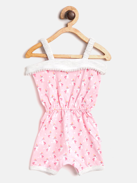 

Moms Love Girls Pink Unicorn Printed Playsuit