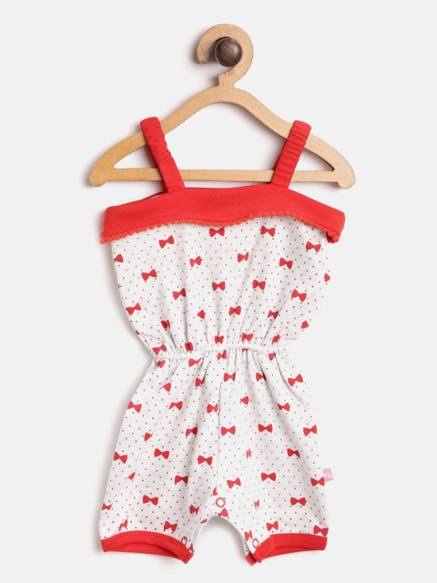 

Moms Love Girls Red & Off-White Bow Printed Playsuit
