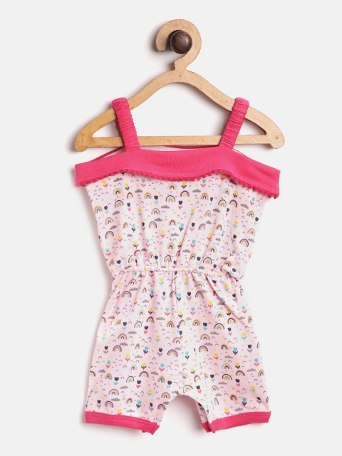 

Moms Love Girls Pink Floral Printed Playsuit
