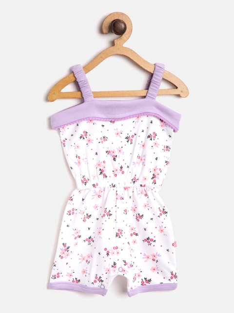 

Moms Love Girls White & Pink Floral Printed Playsuit