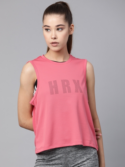 

Hrx By Hrithik Roshan Women Pink Printed Rapid Dry Antimicrobial Training T-shirt