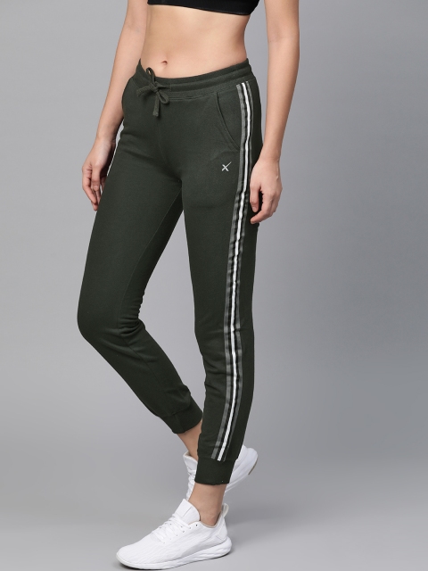 

Hrx By Hrithik Roshan Women Black Solid Slim Fit Active Jogger with Side Stripes, Green