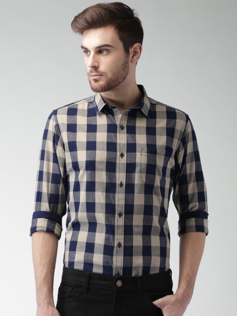 

Mast & Harbour Blue & Beige Checked Casual Shirt