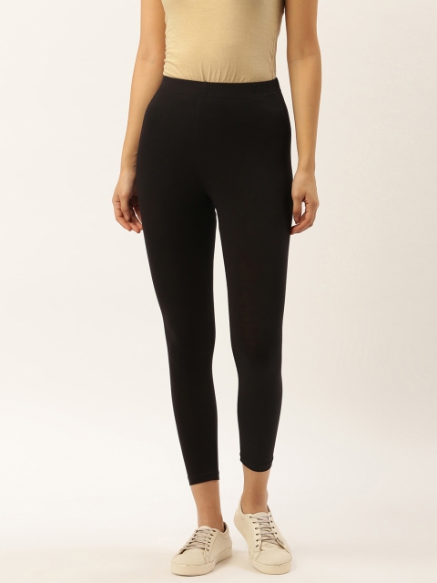 

Leading Lady Women Black Solid Ankle-Length Leggings