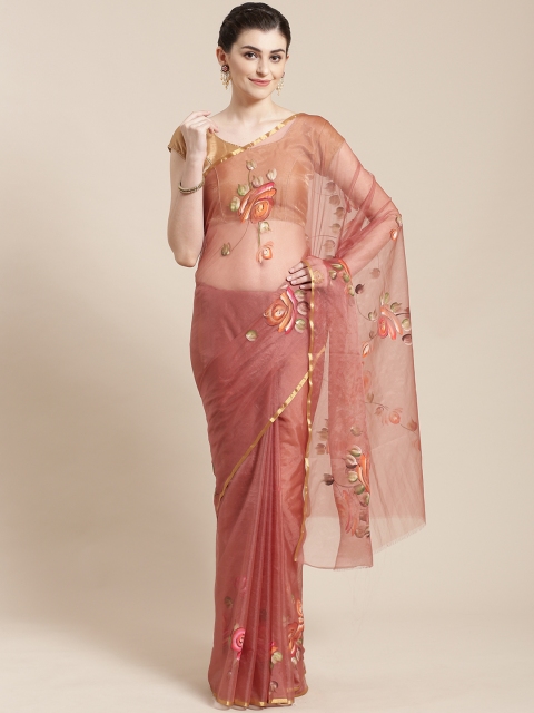 

Kalakari India Rust Red Hand Painted Handcrafted Saree
