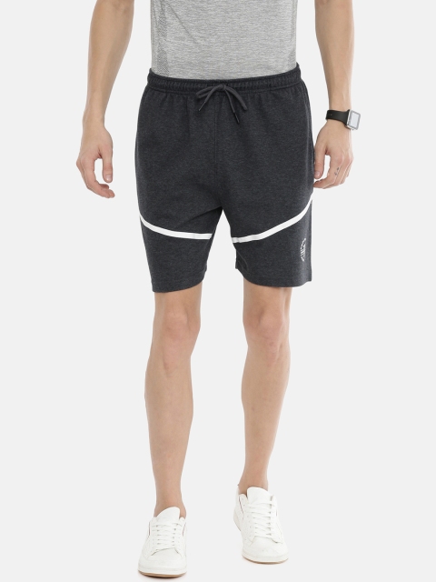 

Proline Active Men Grey Melange Striped Regular Fit Sports Shorts