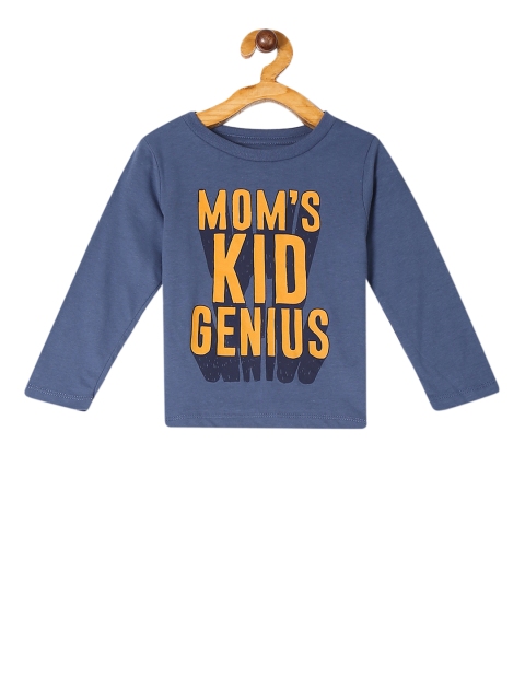 

The Childrens Place Boys Blue & Yellow Printed Round Neck T-shirt