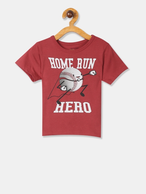 

The Childrens Place Boys Coral Red & White Printed Round Neck T-shirt