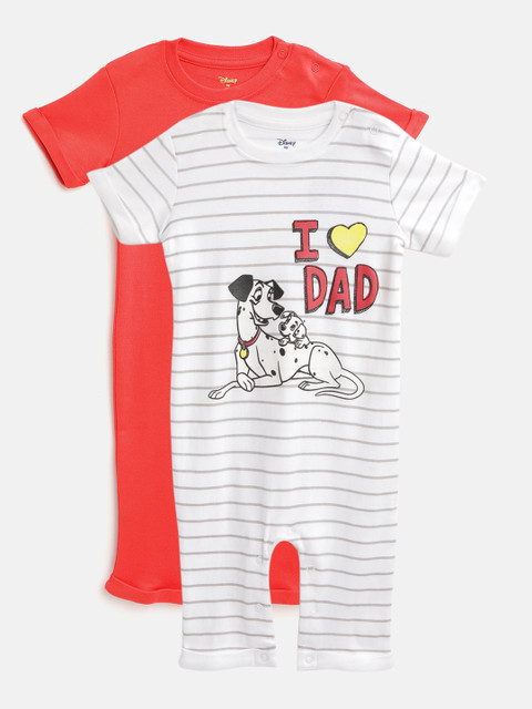 

YK Disney Boys Pack of 2 Dalmatian Print Rompers, White