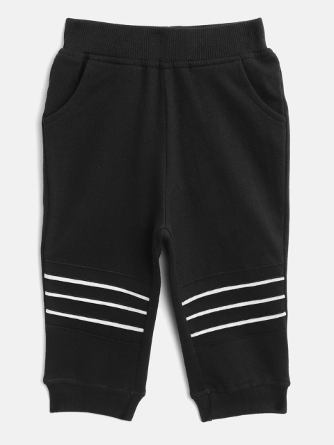 

YK Organic Boys Black Solid Sustainable Trousers with Striped Detail