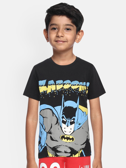 

YK Boys Black & Charcoal Grey Batman Print Round Neck T-shirt