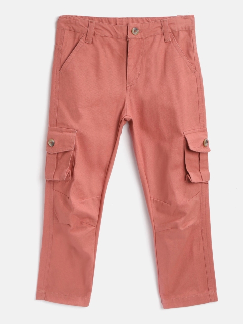 

YK Boys Rust Orange Regular Fit Solid Cargos