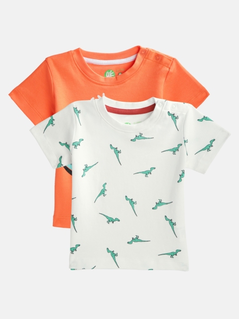 

YK Organic Boys Pack of 2 Printed Round Neck Sustainable T-shirts, Orange