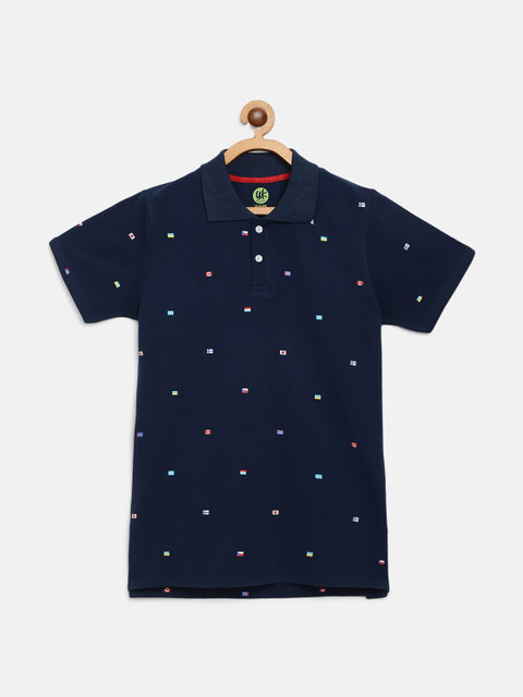 

YK Boys Navy Blue Printed Polo Collar T-shirt