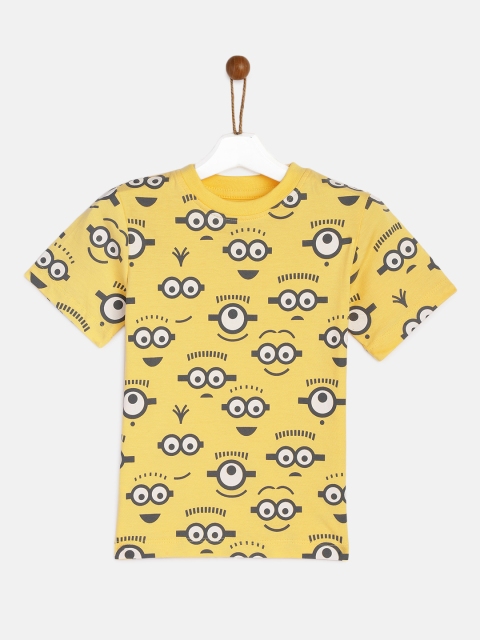 

YK Boys Yellow Minion Printed Round Neck T-shirt